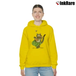 Women’s 90s Hawaii B Kliban Cartoon Hula Cat Cozy Hoodie in yellow | Warm, Structured, Stylish