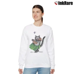 Women’s 90s Hawaii B Kliban Cartoon Hula Cat Relaxed Sweatshirt in white | Soft, Laid-Back Vibe