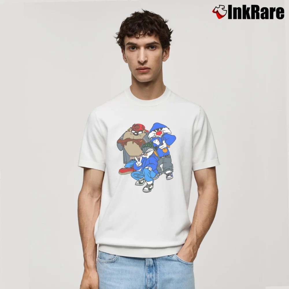 Men’s 90s Hip Hop Looney Tunes Classic T-Shirt in white | Soft, Breathable Everyday Wear