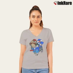 Women’s 90s Hip Hop Looney Tunes V-Neck Tee in sport grey | Chic Neckline, Soft Texture