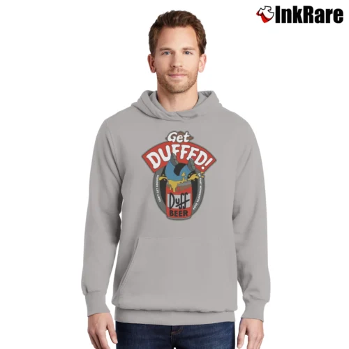 Men’s 90s Homer Simpson Duff Beer Gets Duffed The Simpsons Pullover Hoodie in sport grey | Cozy, Durable, Modern Fit