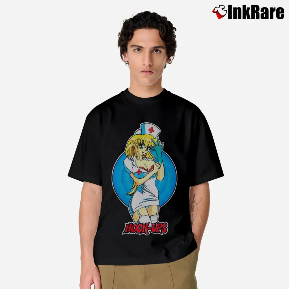 Men’s 90s Hook Ups Nurse Girl Blink - 182 Skateboard Classic T-Shirt in black | Soft, Breathable Everyday Wear