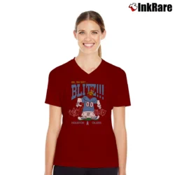 Women’s 90s Houston Oilers Foghorn Leghorn Looney Tunes V-Neck Tee in maroon | Chic Neckline, Soft Texture