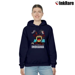 Women’s 90s Indiana University Taz Looney Tunes Cozy Hoodie in navy | Warm, Structured, Stylish