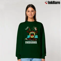Women’s 90s Indiana University Taz Looney Tunes Relaxed Sweatshirt in forest green | Soft, Laid-Back Vibe