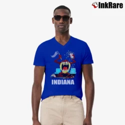 Men’s 90s Indiana University Taz Looney Tunes V-Neck Tee in royal blue | Sharp, Breathable, Everyday Staple