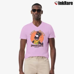 Men’s 90s Irie Bart The Simpsons Dreadlock Rasta Barbados V-Neck Tee in light pink | Sharp, Breathable, Everyday Staple