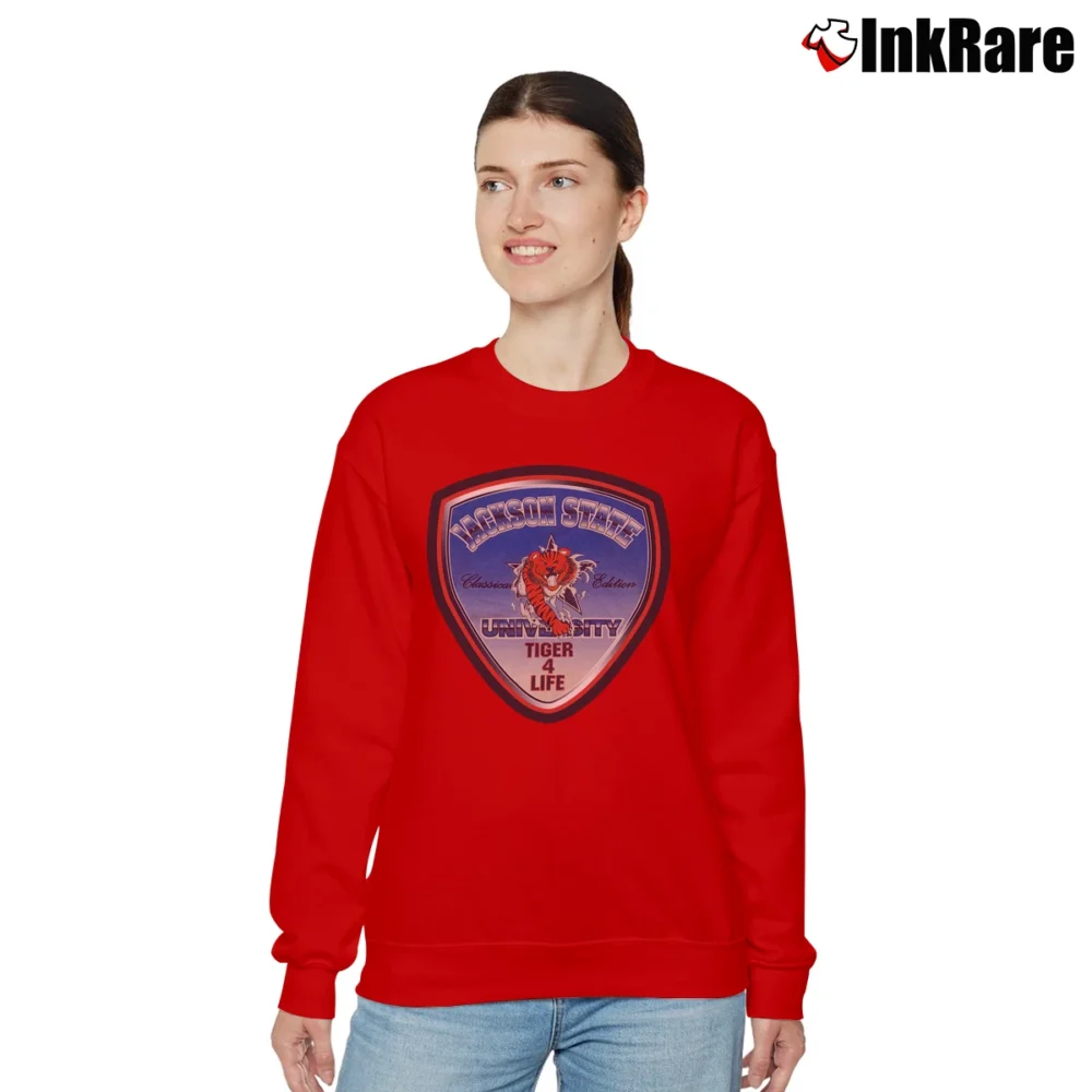 Women’s 90s Jackson State University Tigers Relaxed Sweatshirt in red | Soft, Laid-Back Vibe