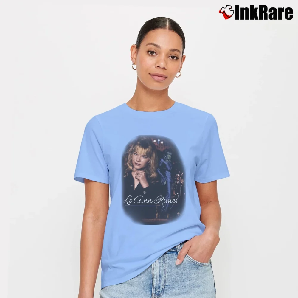 Women’s 90s Leann Rimes Country Rock Tour Signature T-Shirt in light blue | Soft, Flattering Fit