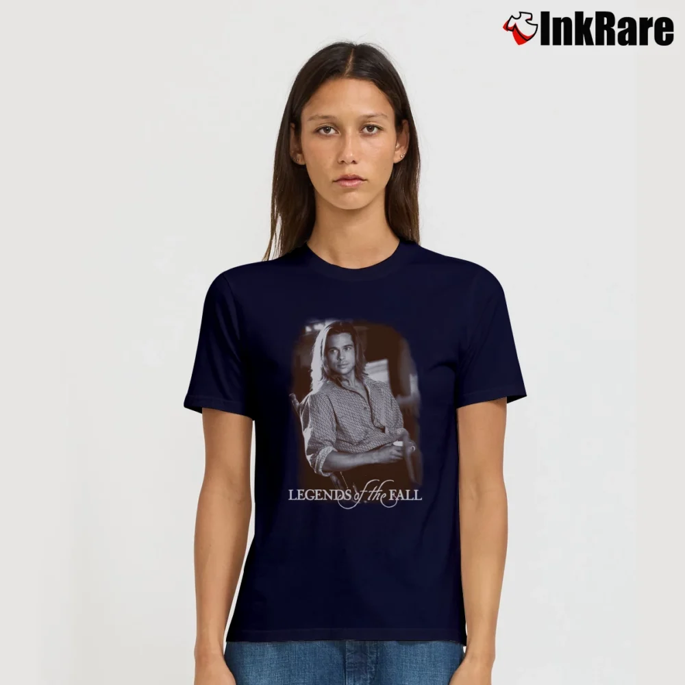 Women’s 90s Legends Of The Fall Brad Pitt Movie Signature T-Shirt in navy | Soft, Flattering Fit