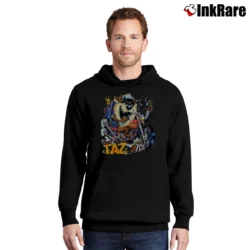 Men’s 90s Looney Tunes Tasmanian Devil Biker Wild Taz Pullover Hoodie in black | Cozy, Durable, Modern Fit
