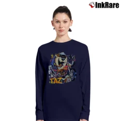 Women’s 90s Looney Tunes Tasmanian Devil Biker Wild Taz Long-Sleeve Top in navy | Sleek, Versatile, All-Season