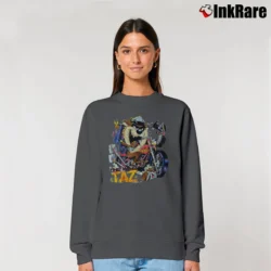 Women’s 90s Looney Tunes Tasmanian Devil Biker Wild Taz Relaxed Sweatshirt in charcoal | Soft, Laid-Back Vibe