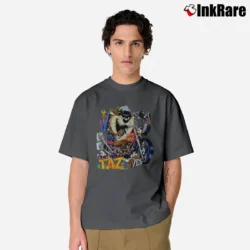 Men’s 90s Looney Tunes Tasmanian Devil Biker Wild Taz Classic T-Shirt in charcoal | Soft, Breathable Everyday Wear