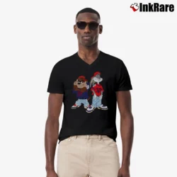 Men’s 90s Looney Tunes Taz Bugs Street Style V-Neck Tee in black | Sharp, Breathable, Everyday Staple