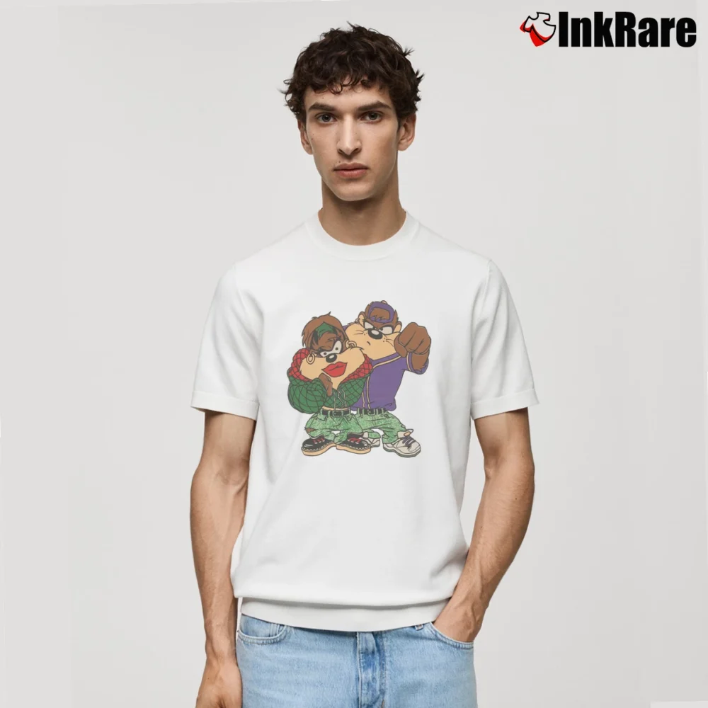 Men’s 90s Looney Tunes Taz Tasmanian She Devil Hip Hop Classic T-Shirt in white | Soft, Breathable Everyday Wear