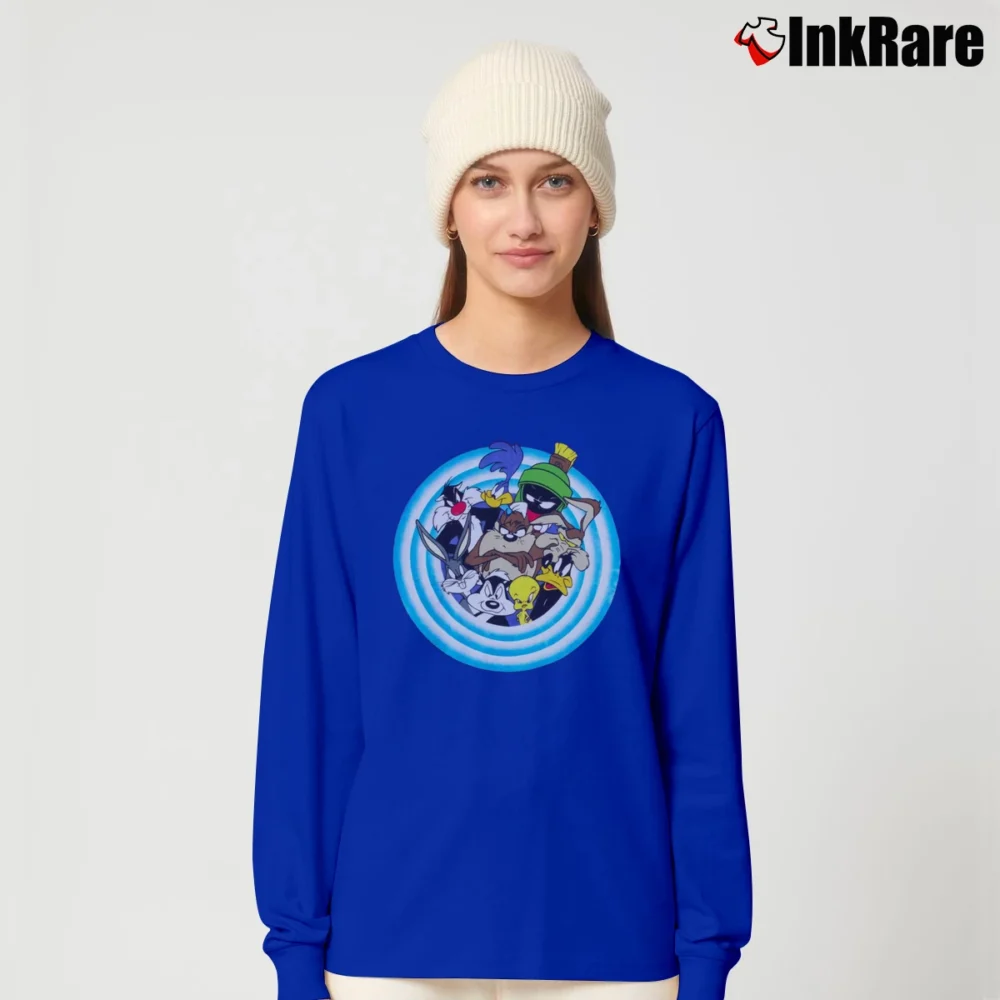 Women’s 90s Looney Tunes Warner Bros Movie Promo Long-Sleeve Top in royal blue | Sleek, Versatile, All-Season