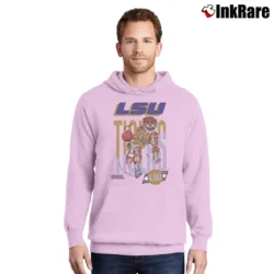 Men’s 90s LSU Tigers Basketball Graphic Pullover Hoodie in light pink | Cozy, Durable, Modern Fit