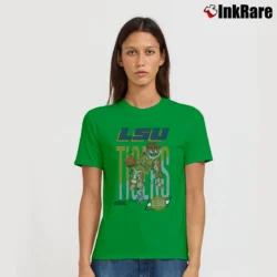 Women’s 90s LSU Tigers Basketball Graphic Signature T-Shirt in irish green | Soft, Flattering Fit
