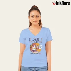 Women’s 90s LSU Tigers Class Of 1998 V-Neck Tee in light blue | Chic Neckline, Soft Texture