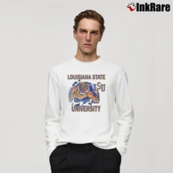 Men’s 90s LSU Tigers Nutmeg Mills Long-Sleeve Shirt in white | Sleek, Lightweight, Year-Round Wear