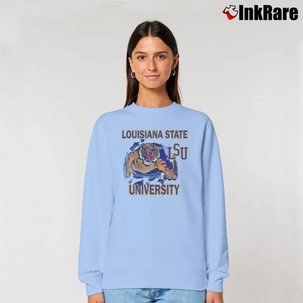 Women’s 90s LSU Tigers Nutmeg Mills Relaxed Sweatshirt in light blue | Soft, Laid-Back Vibe
