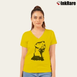 Women’s 90s Madonna Deadstock Graphic V-Neck Tee in yellow | Chic Neckline, Soft Texture