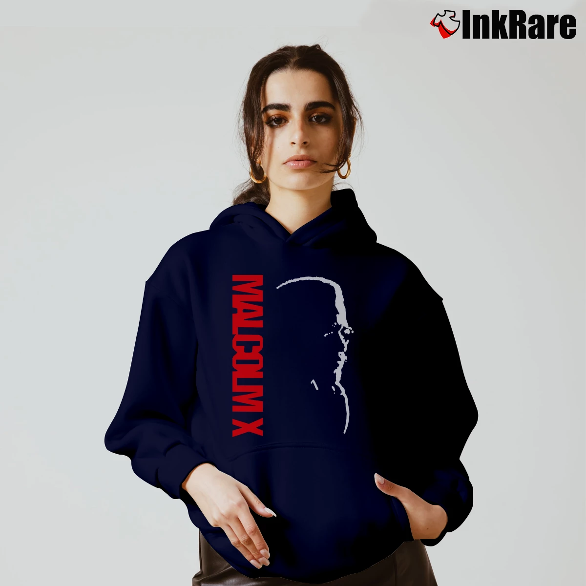 90s Malcolm X Women’s Cozy Hoodie in navy – Urban Chic Women’s 90s Malcolm X Cozy Hoodie in navy | Warm, Structured, Stylish