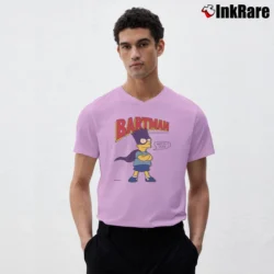 Men’s 90s Matt Groening The Simpsons Bartman Avenger of Evil V-Neck Tee in light pink | Sharp, Breathable, Everyday Staple