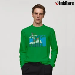 Men’s 90s Miami Hurricanes Sebastian Mascot College Long-Sleeve Shirt in irish green | Sleek, Lightweight, Year-Round Wear