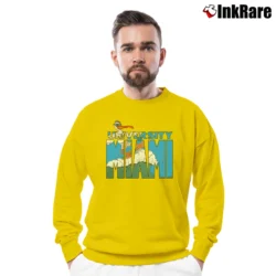 Men’s 90s Miami Hurricanes Sebastian Mascot College Crewneck Sweatshirt in yellow | Cozy Fabric, Clean Style
