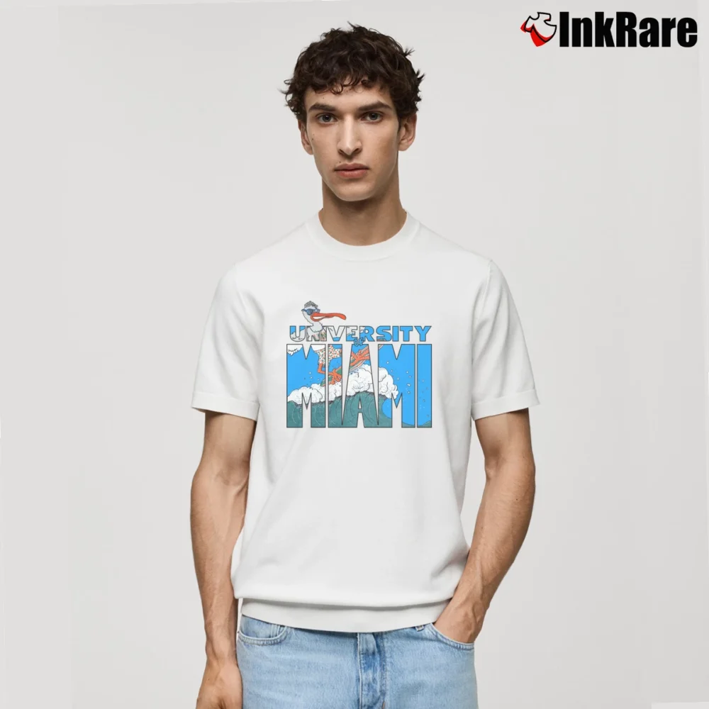 Men’s 90s Miami Hurricanes Sebastian Mascot College Classic T-Shirt in white | Soft, Breathable Everyday Wear
