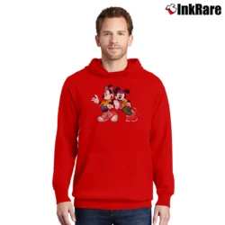 Men’s 90s Mickey Minnie Mouse Classic Pullover Hoodie in red | Cozy, Durable, Modern Fit