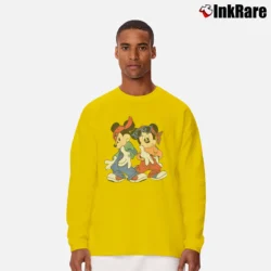 Men’s 90s Mickey Minnie Mouse Hip Hop Cartoon Long-Sleeve Shirt in yellow | Sleek, Lightweight, Year-Round Wear