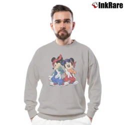 Men’s 90s Mickey Minnie Mouse Hip Hop Cartoon Crewneck Sweatshirt in sport grey | Cozy Fabric, Clean Style