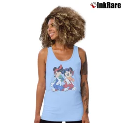 Women’s 90s Mickey Minnie Mouse Hip Hop Cartoon Tank Top in light blue | Lightweight, Movement-Friendly