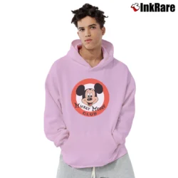 Men’s 90s Mickey Mouse Club Disneyland Pullover Hoodie in light pink | Cozy, Durable, Modern Fit