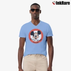 Men’s 90s Mickey Mouse Club Disneyland V-Neck Tee in light blue | Sharp, Breathable, Everyday Staple