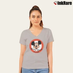 Women’s 90s Mickey Mouse Club Disneyland V-Neck Tee in sport grey | Chic Neckline, Soft Texture