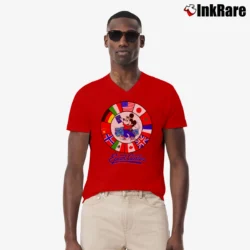 Men’s 90s Mickey Mouse Epcot Center Florida Park V-Neck Tee in red | Sharp, Breathable, Everyday Staple