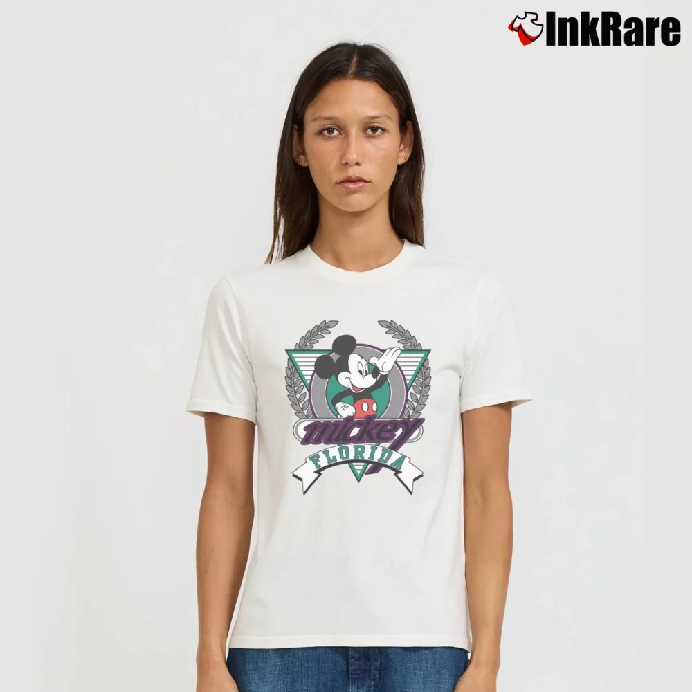 Women’s 90s Mickey Mouse Florida Signature T-Shirt in white | Soft, Flattering Fit
