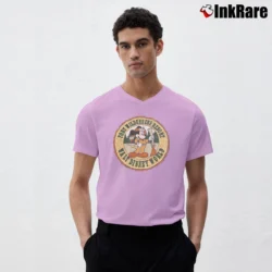 Men’s 90s Mickey Mouse Walt Disney World Fort Wilderness Resort V-Neck Tee in light pink | Sharp, Breathable, Everyday Staple