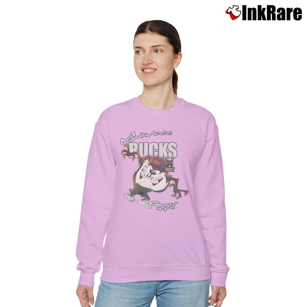 Women’s 90s Milwaukee Bucks Taz Looney Tunes NBA Relaxed Sweatshirt in light pink | Soft, Laid-Back Vibe