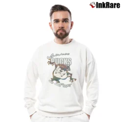 Men’s 90s Milwaukee Bucks Taz Looney Tunes NBA Crewneck Sweatshirt in white | Cozy Fabric, Clean Style