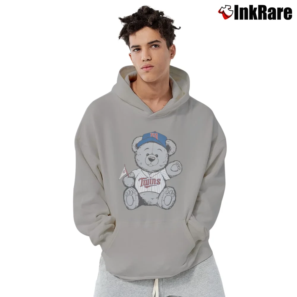 Men’s 90s Minnesota Twins TC Bear Mascot MLB Pullover Hoodie in sport grey | Cozy, Durable, Modern Fit