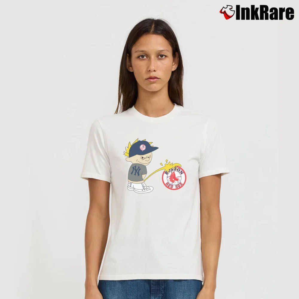 Women’s 90s MLB New York Yankees Baseball Vs Boston Red Sox Baseball Signature T-Shirt in white | Soft, Flattering Fit