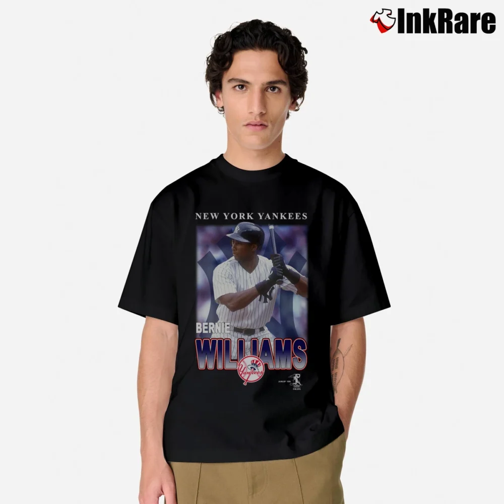 Men’s 90s Mlb New York Yankees Bernie Williams Baseball Graphic Classic T-Shirt in black | Soft, Breathable Everyday Wear