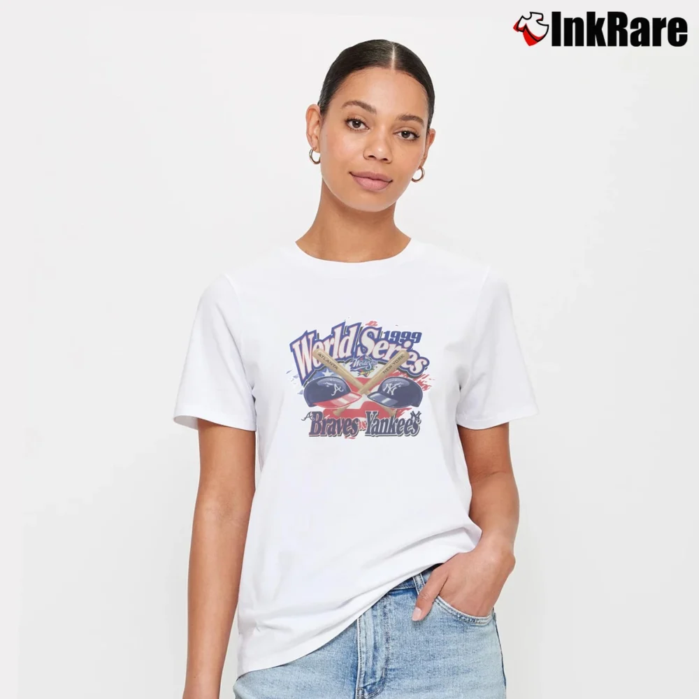 Women’s 90s Mlb World Series Atlanta Braves Vs New York Yankees Signature T-Shirt in white | Soft, Flattering Fit