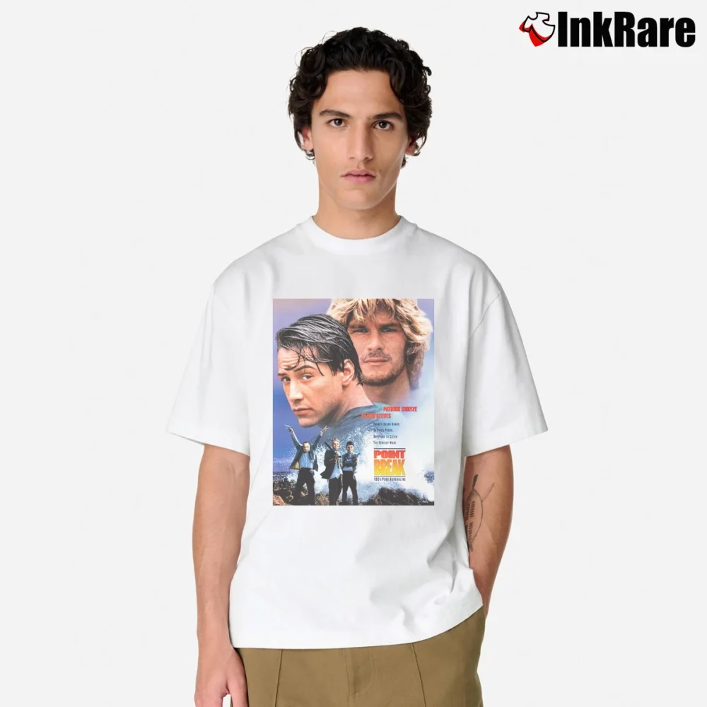 Men’s 90s Movie Poster Point Break Classic T-Shirt in white | Soft, Breathable Everyday Wear