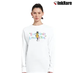Women’s 90s Mr Peanut Everyone Loves A Nut Long-Sleeve Top in white | Sleek, Versatile, All-Season